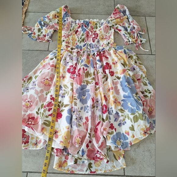 ❤️‍🔥BOGO FREE En Saison multicolor floral dress smocked white cottagecore - Picture 5 of 6